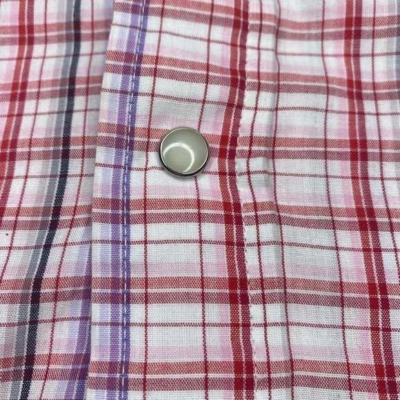 Vintage Saddle King Western Pearl Snap Western Shirt Red Plaid Sz Lg - Picture 5 of 6